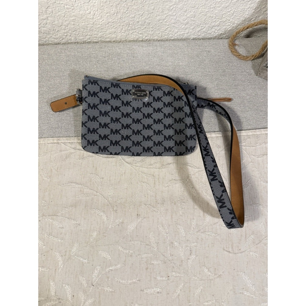 Michael Kors Navy Signature Synthetic Leather Fanny Pack Belt Bag L NWT